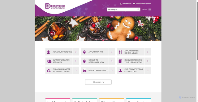 Security scan screenshot of https://www.derbyshire.gov.uk/home.aspx