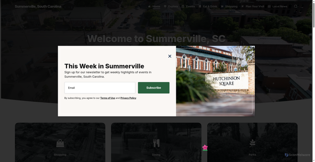 Security scan screenshot of https://www.summervilledowntown.com/