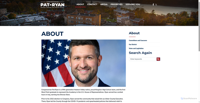 Security scan screenshot of http://patryan.house.gov/about