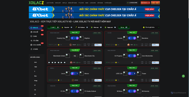 Security scan screenshot of https://xoilacztf.tv