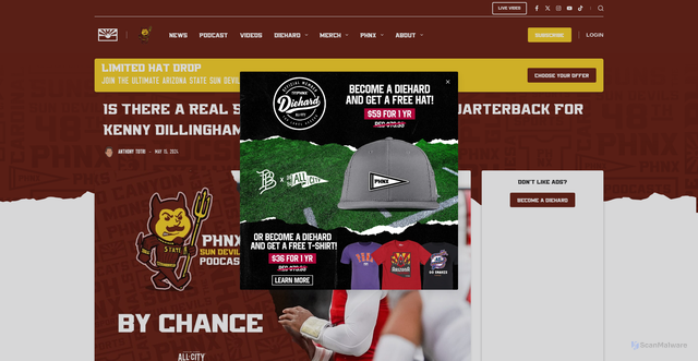 Security scan screenshot of https://gophnx.com/is-there-a-real-shot-jeff-sims-starts-at-quarterback-for-kenny-dillinghams-asu-sun-devils/