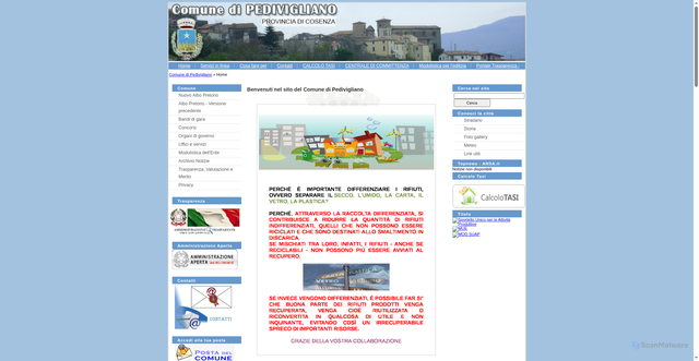 Security scan screenshot of http://pedivigliano.asmenet.it/