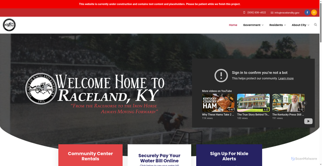 Security scan screenshot of https://racelandky.gov/