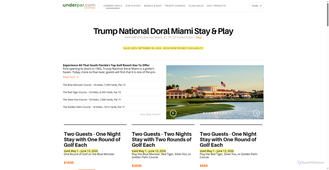 Security scan screenshot of https://www.underpar.com/courses/trump-national-doral