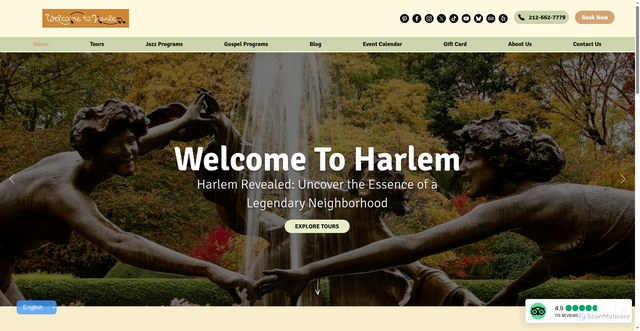 Security scan screenshot of https://www.welcometoharlem.com/