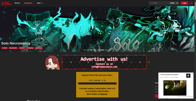 Security scan screenshot of https://flamecomics.xyz