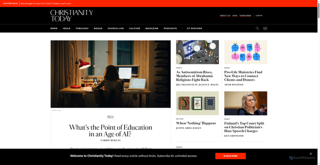 Security scan screenshot of https://christianitytoday.com