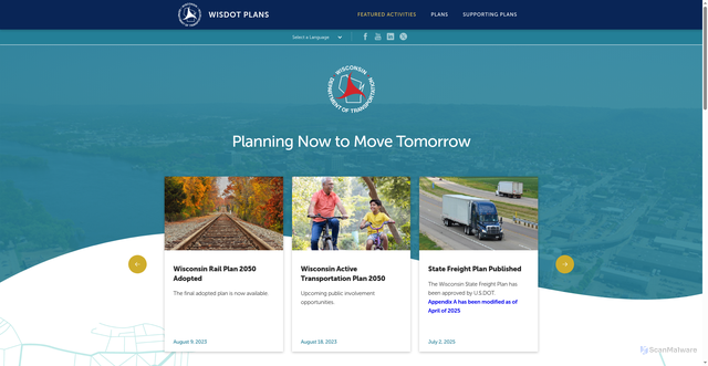 Security scan screenshot of https://www.wisdotplans.gov/