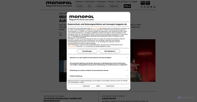 Security scan screenshot of https://monopol-magazin.de