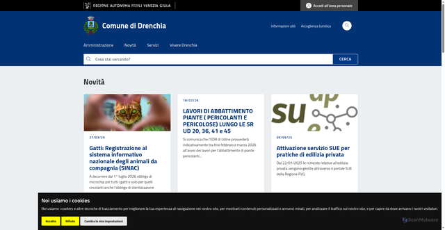 Security scan screenshot of https://www.comune.drenchia.ud.it