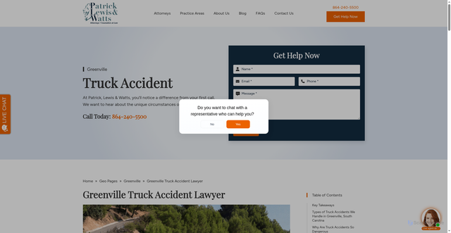 Security scan screenshot of https://plw.law/greenville/semi-truck-accident-lawyer/