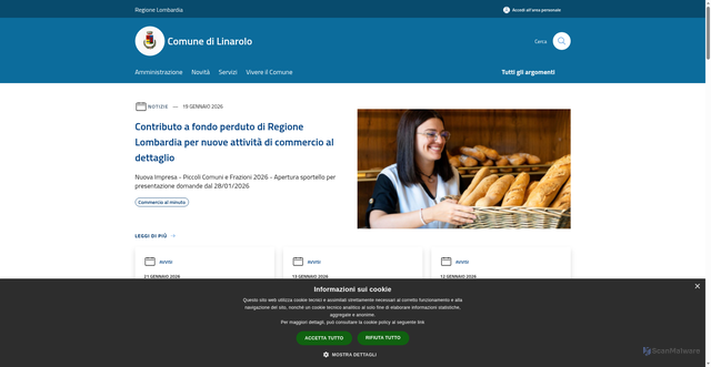 Security scan screenshot of https://www.comune.linarolo.pv.it/it