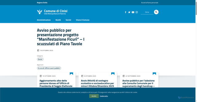 Security scan screenshot of https://comune.cinisi.pa.it/