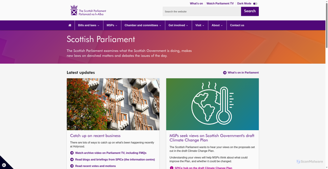Security scan screenshot of https://www.parliament.scot/