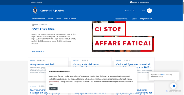 Security scan screenshot of https://www.comune.agnosine.bs.it