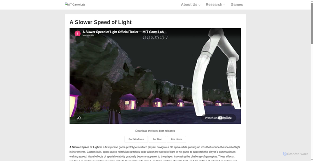 Security scan screenshot of http://gamelab.mit.edu/games/a-slower-speed-of-light/