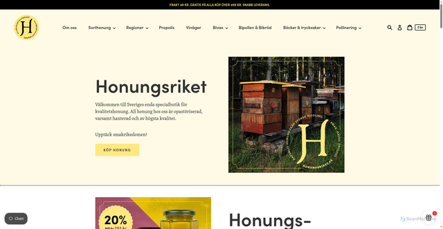 Security scan screenshot of https://honungsriket.se