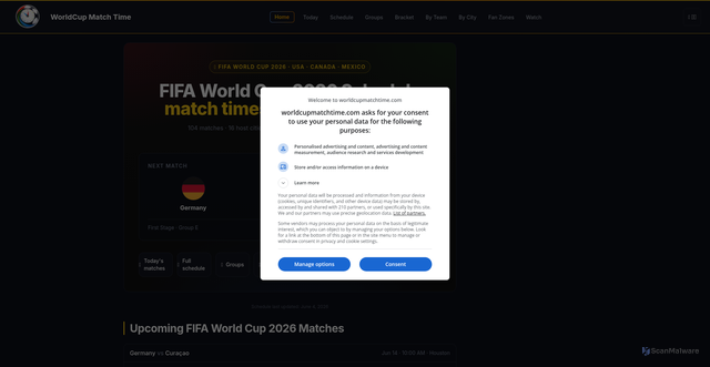 Security scan screenshot of https://www.worldcupmatchtime.com/