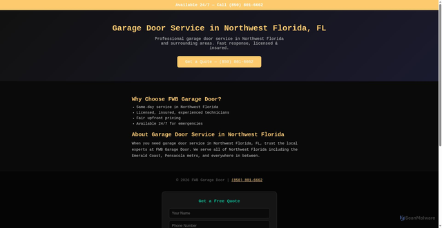 Security scan screenshot of http://fwbgaragedoor.pages.dev/