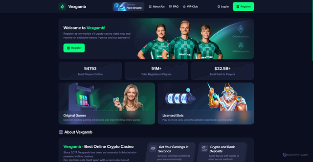 Security scan screenshot of https://vexgamb.com/