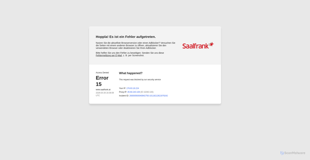 Security scan screenshot of https://saalfrank.at/