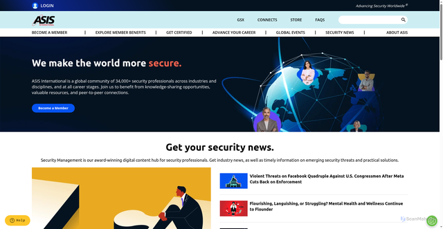 Security scan screenshot of https://asisonline.org