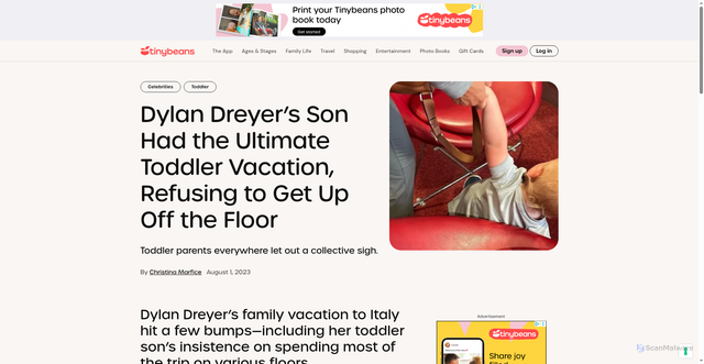 Security scan screenshot of https://tinybeans.com/dylan-dreyer-toddler-vacation-on-the-floor/