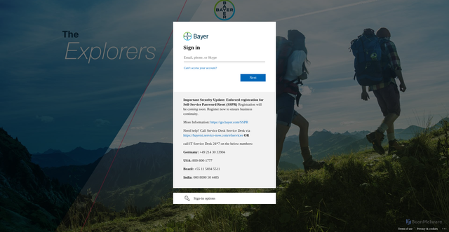 Security scan screenshot of https://bayergroup-my.sharepoint.com