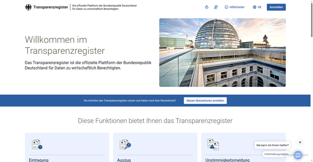 Security scan screenshot of https://transparenzregister.de