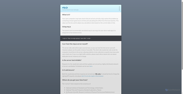 Security scan screenshot of https://ntpjs.org