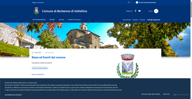Security scan screenshot of https://www.comune.berbenno.so.it/