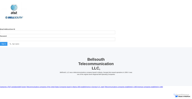 Security scan screenshot of https://bellsouth-att-sign-in-71696f.webflow.io/