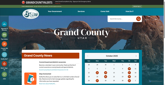 Security scan screenshot of https://grandcountyutah.gov/