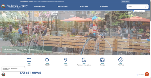 Security scan screenshot of https://frederickcountymd.gov/