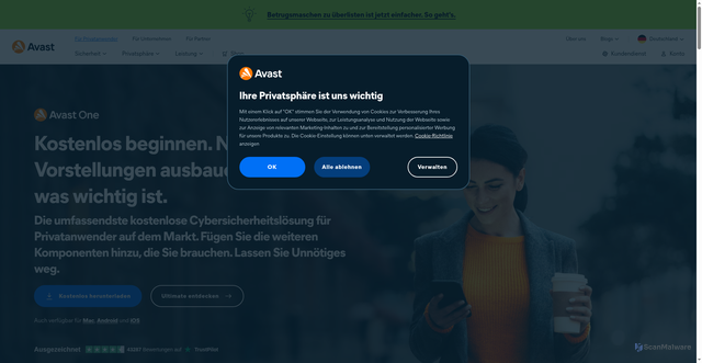 Security scan screenshot of https://www.avast.com