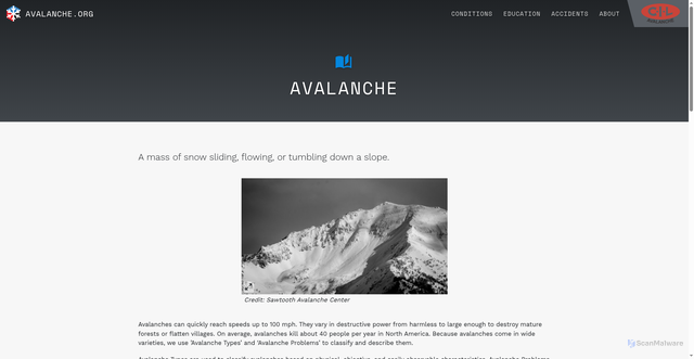 Security scan screenshot of https://avalanche.org/avalanche-encyclopedia/avalanche/