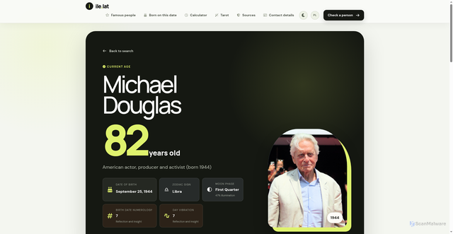 Security scan screenshot of https://ile.lat/how_old_is/michael-douglas-q119798