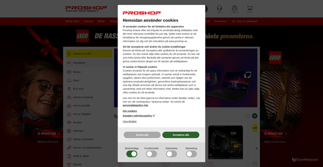 Security scan screenshot of https://www.proshop.se/