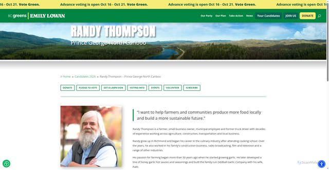 Security scan screenshot of https://bcgreens.ca/candidates-2026/randy-thompson/