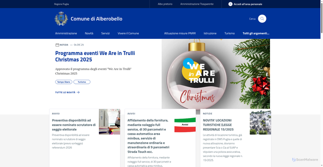 Security scan screenshot of https://www.comune.alberobello.ba.it
