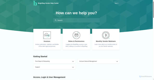 Security scan screenshot of https://brightflag-vendors.zendesk.com