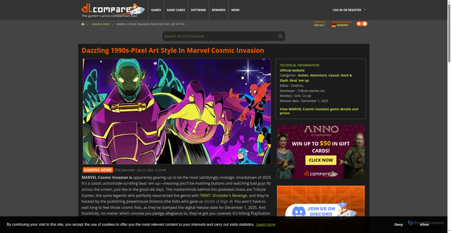 Security scan screenshot of https://www.dlcompare.com/gaming-news/marvel-comic-invasion-dazzling-pixel-art-in-the-style-of-1990s-marvel-comics