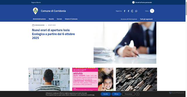 Security scan screenshot of https://www.comune.corridonia.mc.it/