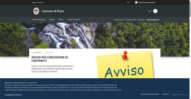 Security scan screenshot of https://www.comune.piuro.so.it/