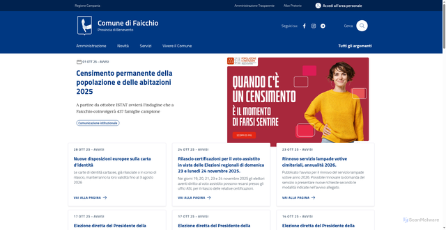 Security scan screenshot of https://comune.faicchio.bn.it/