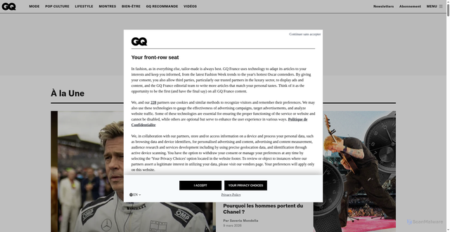 Security scan screenshot of https://www.gqmagazine.fr