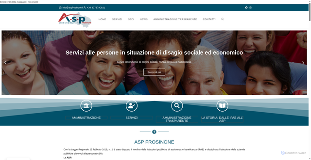Security scan screenshot of https://www.aspfrosinone.it