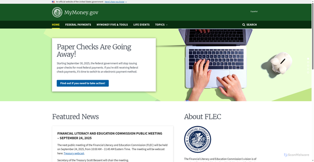 Security scan screenshot of https://www.mymoney.gov/