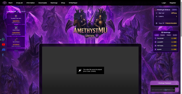 Security scan screenshot of http://amethystclassic.online/