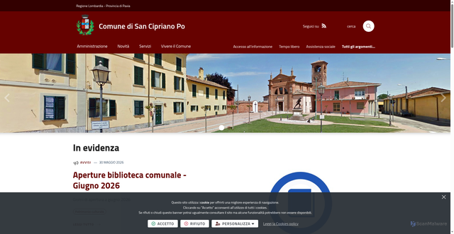 Security scan screenshot of https://www.comune.sanciprianopo.pv.it